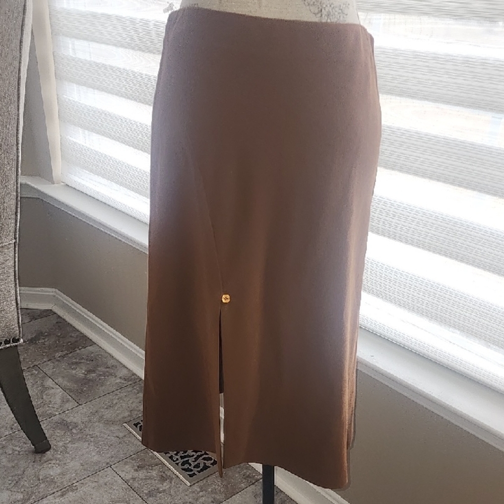 MANDORLAMARA MADE IN ITALY WOOL SPLIT FRONT A LINE SKIRT  EU 44